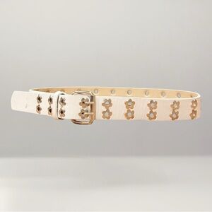Y2K White Metal Flower Belt